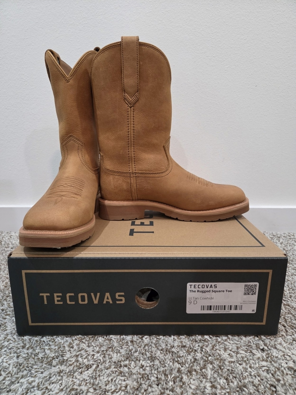 Tecovas Light Tan Cowhide Western Pull-On Boots